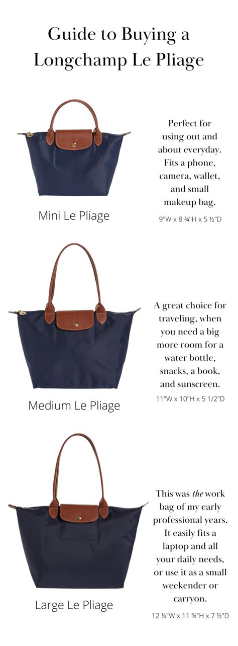 longchamp le pliage farben|longchamp le pliage size chart.